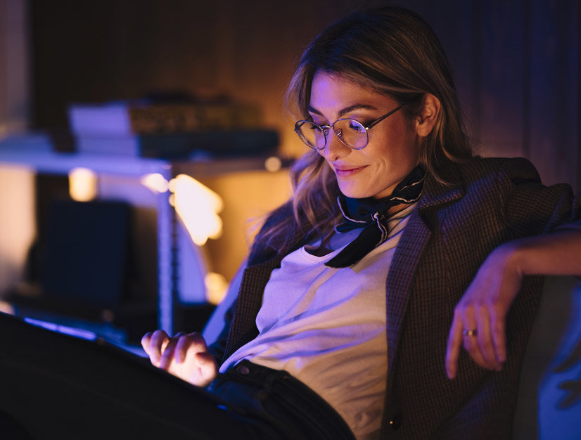 A girl looking into the tablet